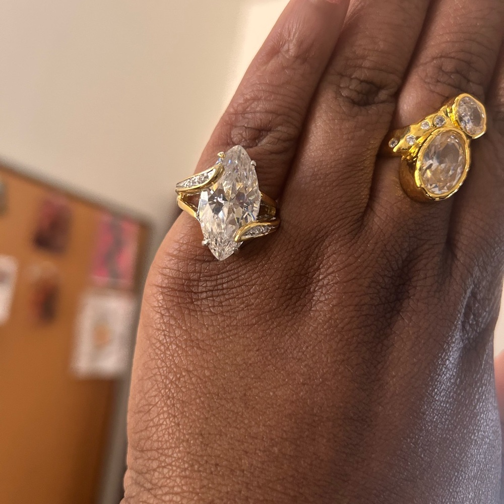 14k gold electroplated marquise ring